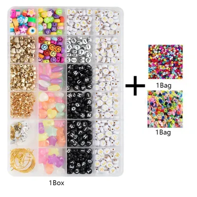 SHU YU 14400/4200/2400pcs Assorted Polymer Clay Beads Kit for DIY Jewelry Making-Handmade Craft for Bracelet Necklace Earrings