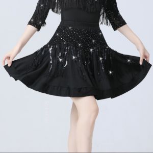 Female Latin Dance Half Skirt Square Dance Ballroom Dance Modern Dance Gitaba Sequin Skirt New Dance Skirt