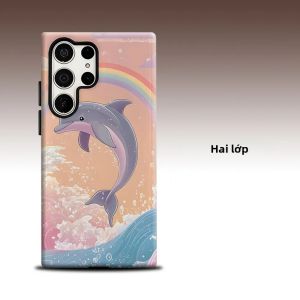 Ốp Lưng Điện Thoại Samsung Galaxy S26 S25 S24 A56 A36 Cao Cấp Rainbow Dolphin Bảo Vệ Toàn Diện Chống Sốc Chống Xước Chất Liệu TPU Mềm Hai Lớp