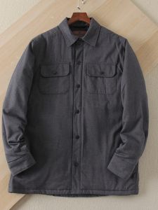 Washed Fleece Lined Cotton Workwear Jacket American Style Outdoor Casual Shirt Coat Thickened Autumn Winter Spring Mens Fashion