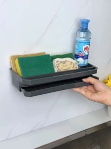 Sponge Holder Kitchen Soap Organizer Sink Storage Rack ABS Wall Hanging Sink Accessories Drainer Rack免打孔厨房沥水架