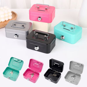 Piggy Bank Cash Box with Lock Key and Money Tray Portable Money Safe Box Large Metal Money Safe for Cash
