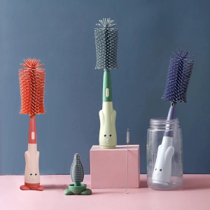 Baby Bottle Cleaning Brush Set Handheld 360 Degree Rotation Silicone Cup Brushes Soft Food Grade Brushes Cleaning Tool
