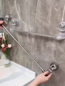 Adjustable Portable and Extendable Suction Cup Rack Household Clothes or Towel Wall Mount Hanging Rack