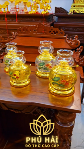 Đèn Dầu Hoa Sen Bụng To Có 3 Size Khác Nhau Cao 16 cm 17 cm 20 cm Dung tích chưa dầu lớn HCM