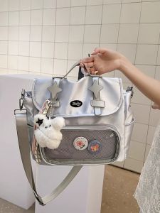 Túi Đeo Vai Đôi Màu Bạc Đa Năng Túi Đeo Chéo Phong Cách Nhật Bản Túi Đựng Hạt Lúa Mì Túi Đựng Đồ Cho Người Hâm Mộ Túi Du Lịch