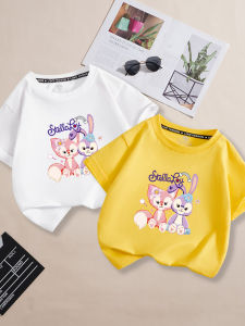 Childrens Summer Cotton Half Sleeve T-Shirt Pure Cotton Sweatshirt for Girls Kids Casual round Neck Print Top