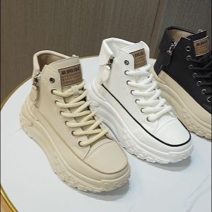 ขายร้อนรุ่นสุดฮิต รองเท้าผ้าใบลำลองพื้นหนา ซิปข้างรองเท้าผ้าใบแฟชั่น รองเท้าผ้าใบผู้หญิงพื้นสูง เสริมส้น 2.36นิ้ว