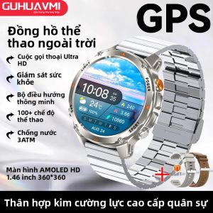 Đồng Hồ Thông Minh GPS Hai Băng Tần 2025 Dành Cho Nam Thể Thao Ngoài Trời Chống Nước 3ATM Tích Hợp La Bàn Máy Đo Độ Cao Màn Hình Cảm Ứng AMOLED 1.46 Inch Thiết Bị Theo Dõi Thể Dục