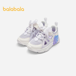 Balabala Giày dép trẻ em trẻ em Sneakers Breathable Girls Shoes 2024 Giày chạy mùa hè Hollow lưới thoáng khí giày vải