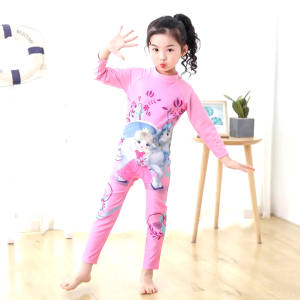 3-12Y Baby Boy Girl Swimwear Summer One Piece Dri-fit Long sleeve Rashguard Long Pants Swimsuit