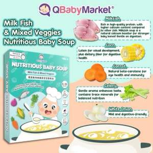 Qbaby Instant Baby/Kids Soup 🍲 | No Salt 🧂 | Healthy Ready-to-Eat Meal 👶 | Salmon 🐟 Milkfish 🐠 Veggies 🥦 | 100% Natural & Nutritious