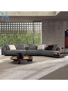 Modern Italian Style Artistic Arcuate Cotton Linen Fabric Sofa Combination Sample Room Villa Large Living Room Furniture