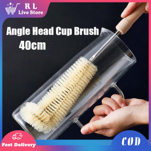 Wooden Handle Bottle Cup Brush L-shaped Head Bottle Brush Glass Cup Scrubber Cleaning Brush Kitchen Cleaning Tool