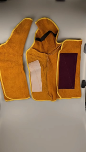 Welders Feet Cover 40CM Cowhide Welding Foot Guard Fireproof Flower Anti Scald Magic Buckle Design