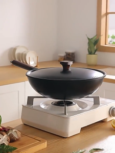 Iron Wok Japanese Style Series 28/32cm With Lids Can Be Used Directly Suitable For All Stoves