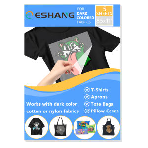 5 Sheets 8.5 x 11" Dark Fabrics Heat Transfer Paper for T Shirts Printable Heat Transfer Vinyl for Iron on Transfers for Inkje