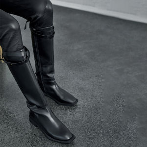 Fall Genuine Leather Straight Lace-up Boots for Women