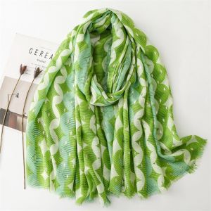 Autumn Winter Cotton Linen Feel Scarf Gold Embossed Wealthy Home Warmth Shawl Scarf Shawl Soft Touch Geometric Frayed Edge
