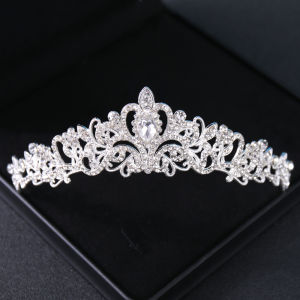 Pha Lê Bạc Cô Dâu Tiaras Đá Công Chúa Vương Miện Cho Nữ Vũ Hội Cưới Phụ Kiện Tóc Hợp Kim Kẽm Trang Sức Thời Trang