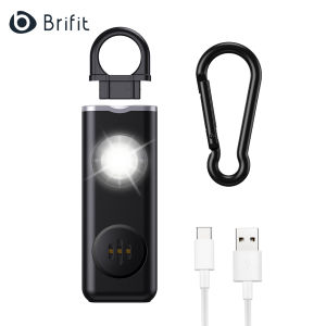 【In stock】Brifit 130dB Personal Safety Alarm Emergency Safety Sound Alarm Keyring with LED Light Regular/Burst Mode Suitable for Elderly Children Women Students Black with Hiking Buckle 个人安全报警器