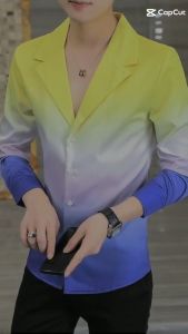 áo sơ mi áo sơ mi nam dài tay phối màu phong cách hàn quốc cực sang chảnh và đăng cấp thiết kế tỉ mỉ và tinh tế nam tinh chất vải mềm mịn thoáng mát - T14