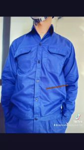 Quần áo bảo hộ lao động vải kaki 2/1 quần áo công nhân xanh dương hút ẩm tốt thoáng mát dễ chịu - bền màu