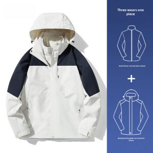 Mulinshan Outdoor Climbing Clothes Windproof Waterproof Hiking Mountain Climbing Jacket Womens Mens Three-in-One New 2025