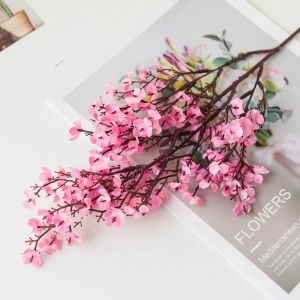 New Long Pink Artificial Sakura Flower Silk Petals Spring Winter Garden Potted Plants Wedding Scene DIY Home Bouquet Decoration