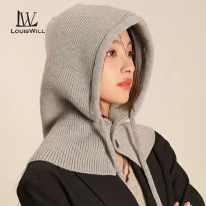 LouisWill หมวกถักผู้หญิงหมวกผ้าคลุมไหล่ผ้าถักหัวคอผ้าพันคอหมวกถักฤดูหนาวคลุมทั้งหมดมีหมวกถักหนาผ้าพันคอสำหรับการเดินป่าในฤดูหนาวขี่จักรยานปีนเขา