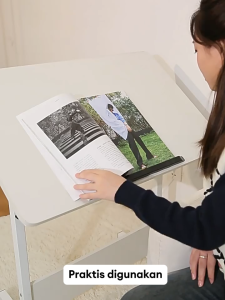 Meja Laptop Lipat Adjustable dengan Roda Meja Kerja Adjustable Meja Belajar Portable Serbaguna Belajar