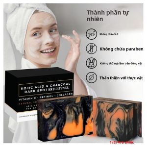 Xà Phòng Than Tre Hữu Cơ Tự Nhiên Than Hoạt Tính Axit Kojic Được Làm Thủ Công Để Loại Bỏ Mụn Đầu Đen & Dưỡng Ẩm - Bộ 1/2/4/6 Chiếc