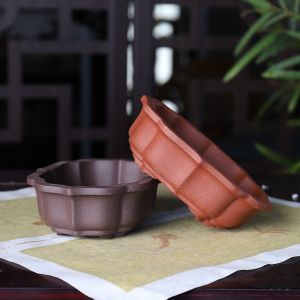 Warmth Purple Clay Miniature Flower Pot Wide Rhombus Style Simple Desktop Decorative Potted Plant Flower Vase Greenery