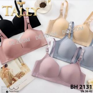 BH Tally 2131 Bra Tanpa Kawat Bahan Katun Premium Busa Sedang Cup C = Cup Besar Kait 3 Buah