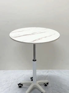 【Height-Adjustable】Coffee Table With Wheels Round Table Moveable Desk Tea Table Dining Table For Living Room