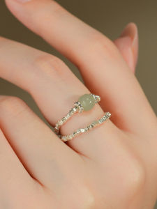 Feifei Jewelry Ring Womens Small Silver Pieces Jadeite Ring Ins Unique Design High Sensation Fresh out Original Design Silver Ring