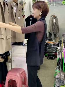 Fashionable Slimming Womens Suit Vest Summer Autumn New Style Outerwear Trendy Commute Workwear Polyester Fiber Button Detail