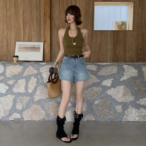 La Chapelle | Vintage High-waist Loose Fitting Skinny A-line Denim Shorts
