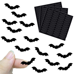 10 Sheets 480pcs Mini Halloween Bat Stickers Black Cute Kawaii Halloween Sticker DIY Cup Stationery Sticker Home Halloween Decor