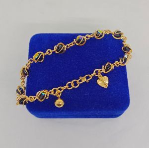 gelang tangan rantai kristal+1bel+1love ukir/perak asli silver 925 lapis emas/perhiasan fashion terbaru