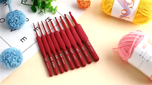 Bộ 9 kim móc len đỏ – nhôm cao cấp nhẹ bền và sang trọng