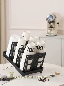 Countertop Cup Dispenser 3/6 Compartment Removable Multifunctional Paper Cups and Lids Holder