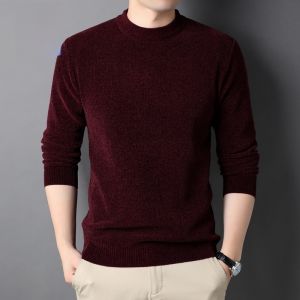 ROMON | Lormen Mens Knitted Sweater Thick Warm Base Layer Round Neck Pullover Winter Fashion City Style Long Sleeve Slim Fit Polyester Fiber
