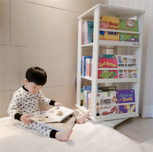 South Korea Ins Rotate Bookshelf 360-Degree Floor Bookcase Kids Picture Book Shelf Simple Home Student Storage Shelf