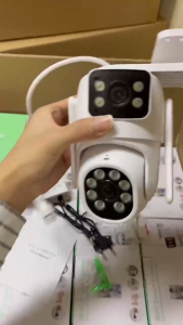 กล้องวงจรปิด wifi 2 เลนส์ กล้องคู่ 8MP HD กล้องรักษาความปลอดภัยแบบไร้สาย PTZ เลนส์คู่กล้อง WiFi ภายนอกกล้องติดตามวิดีโอเฝ้าระวังอัตโนมัติ icsee