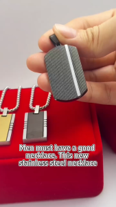 Stainless Steel necklace dogtag with cube chain high quality necklace for men 60cm