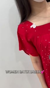 WOMEN BATIK DRESS PLUS SIZE 5XL/BAJU BATIK DRESS SIZE BEAR BRAND ALADDIN GOOD QUALITY READY STOCK