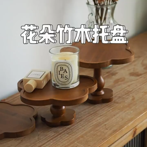 Wooden Flower Pedestal Tray Detachable Decorative Stand Home Decor Cake Dessert Display Stand Jewelry Candle Plant Holder Tabletop Ornament