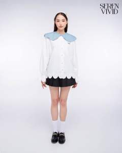 SEREN VIVID - Enchanted Hearts long sleeve shirt with preppy collar (ปกถอดได้)