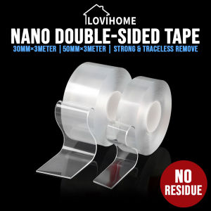 SG Nano Grip Tape - Removable Strong Multipurpose Washable Double Sided Clear Transparent Adhesive Waterproof | Sizes 30mm×3meter 50mm×3meter